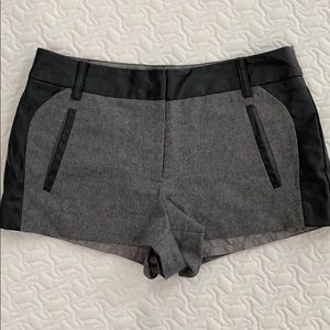 Faux Leather detailed and wool shorts